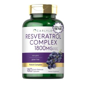 Resveratrol Complex 1800 mg Carlyle – 180 Cápsulas Antioxidantes